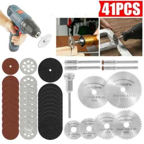 41Pcs Mini Diamond Cutting Discs Wheel Saw Blades Grind For Dremel Rotary Tool